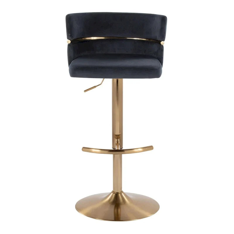 Set of 2 Silver Orchid Lena Adjustable Bar Stools with Rounded T Footrest