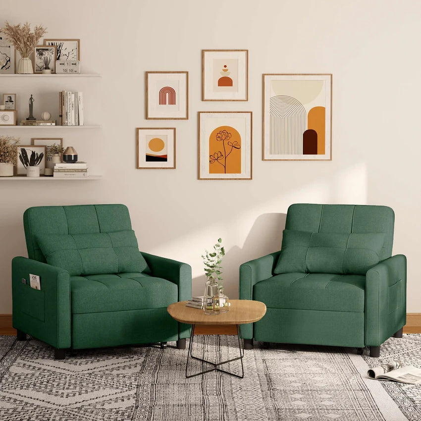 3-in-1 Adjustable Sleeper Sofa Bed, Pull Out Chair Sofa, Convertible Folding Bed for Living Room