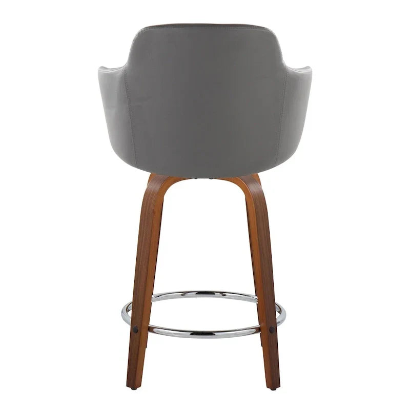 Set of 2 Carson Carrington Iglabo 24-Inch Fixed-Height Counter Stools with Bent Wood Legs and Round Footrest