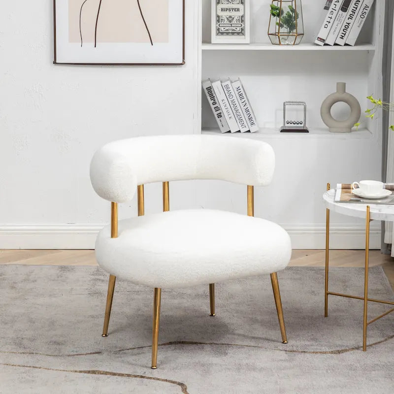 SEYNAR Contemporary Glam Upholstered Open-Back Accent Chair with Gold Legs