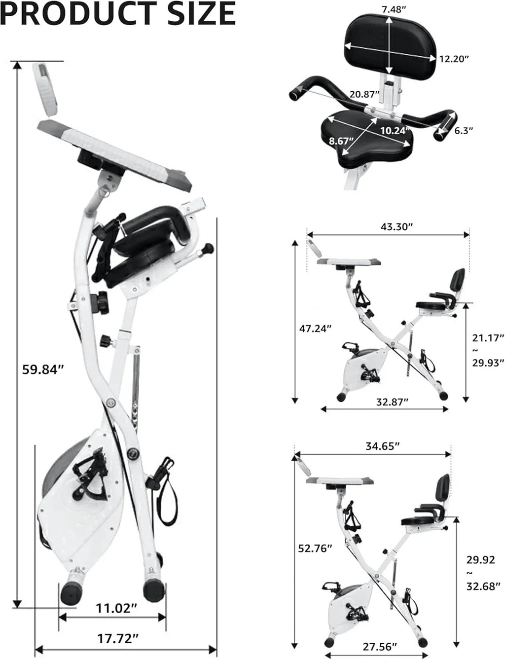 Foldable Exercise Bike Stationary Bikes for Home, 5 IN 1 Indoor Workout Bike, Cycling Bike with 16-Level Quiet Magnetic Resistance, 6.6 LBS Flywheel and 300LBS Capacity, 2025 Designed 817 X-bike