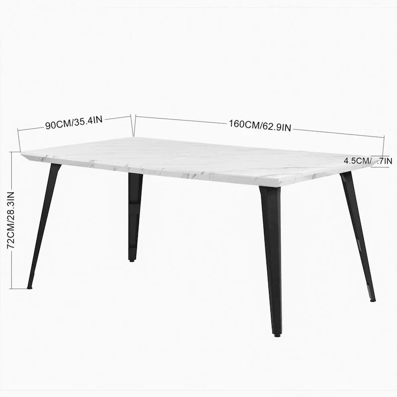 HomyLin 63-Inch Rectangular Dining Table for 4-6 People with Wooden Top and Metal Legs