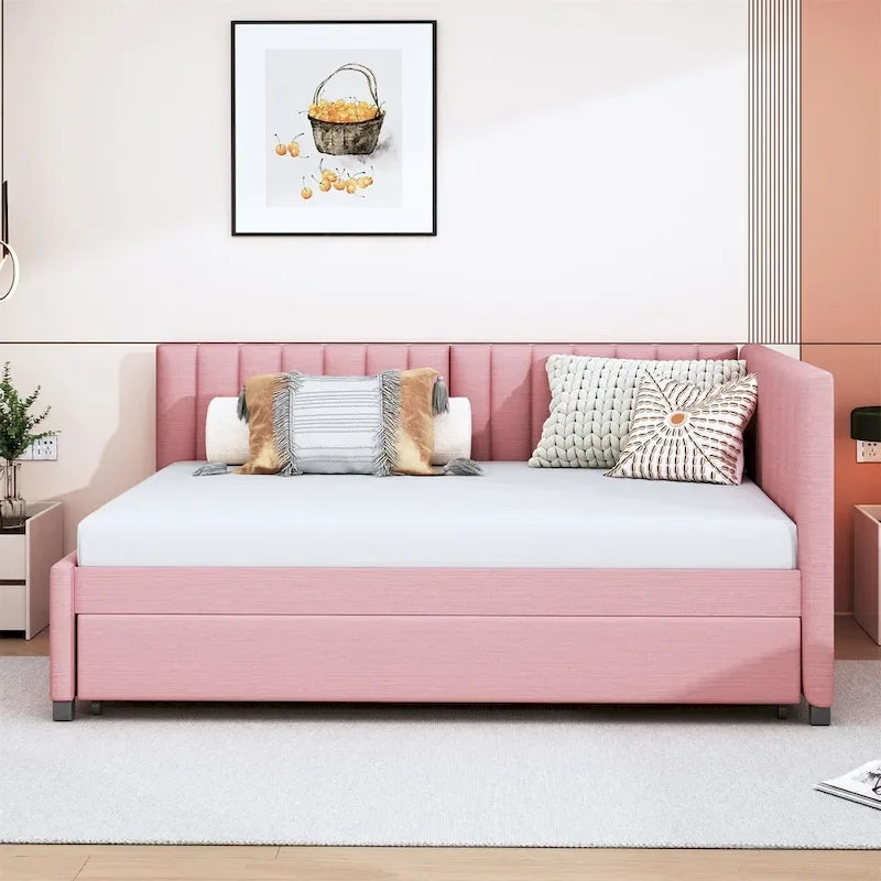 Merax Upholstered Full-Size Daybed with Trundle Feature