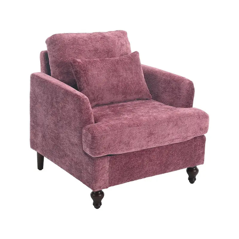 HOMEFUN Chenille Upholstered Loveseat and Armchair Set with Wooden Frame for Living Room