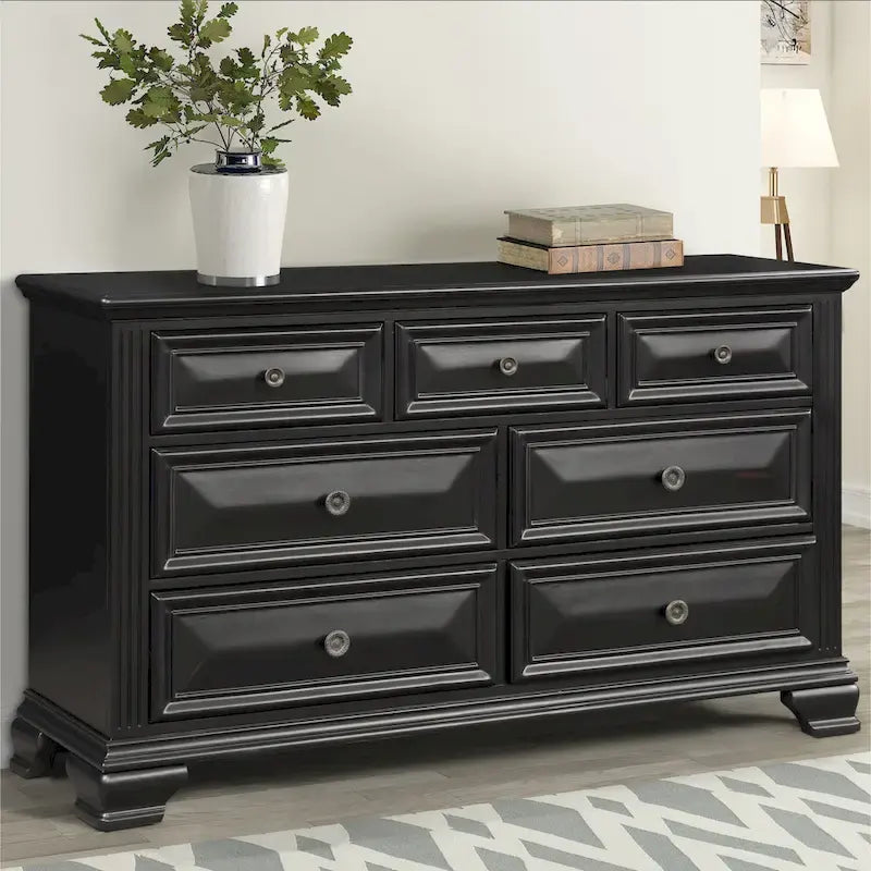 Roundhill Furniture Renova Vintage Black Wooden Bedroom Collection