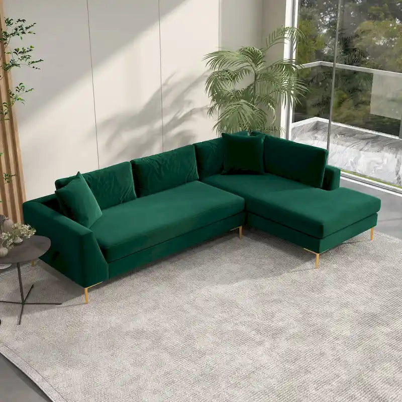 Mae Velvet Corner Sectional Sofa in Mid-Century Modern Style