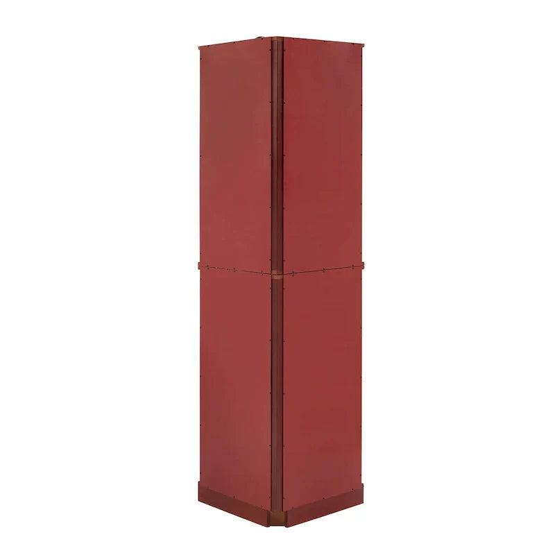 6 Shelf Corner Curio Display Cabinet with Lights, Mirrors and Adjustable Shelves, Cherry