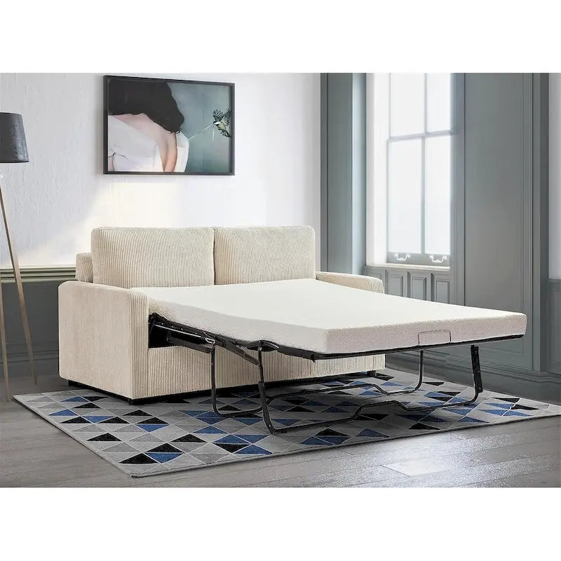 Manchester 70-Inch Square Arm Sofa Bed in Polyester Corduroy