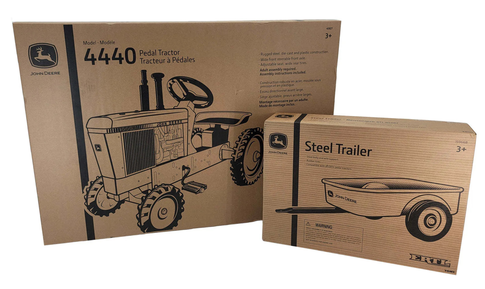 John Deere 4440 Pedal Tractor & Steel Trailer, Adjustable Seat, Durable Build