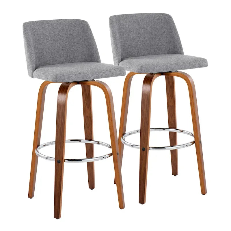 Set of 2 Carson Carrington Vallberga 30-Inch Fixed-Height Bar Stools with Walnut Wood Base