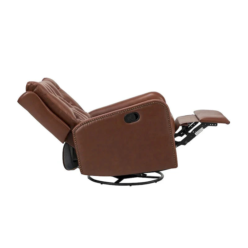 Jordano Mid-Century Leather Recliner with Metal Base by HULALA HOME