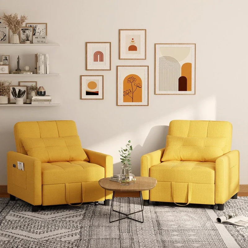 3-in-1 Adjustable Sleeper Sofa Bed, Pull Out Chair Sofa, Convertible Folding Bed for Living Room