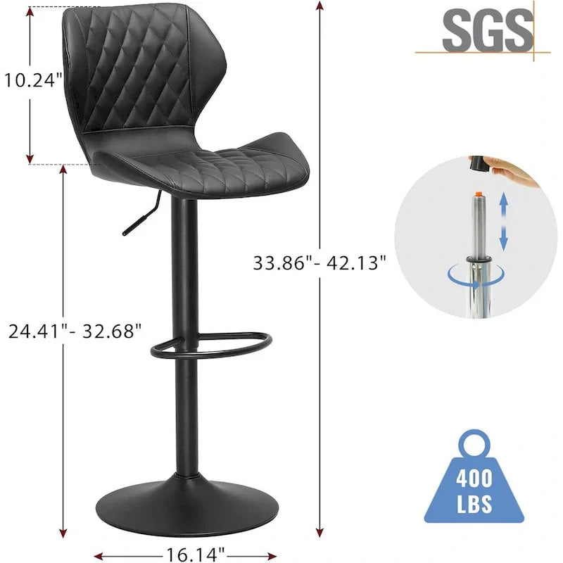 Set of 2 Upholstered Swivel Counter Height Bar Stools