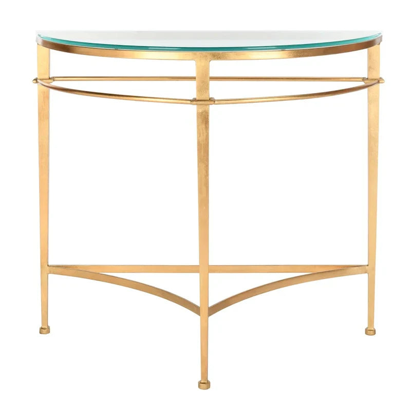 SAFAVIEH Couture Zelda Antique Gold Glass Console Table - Dimensions: 36" W x 15" D x 31" H
