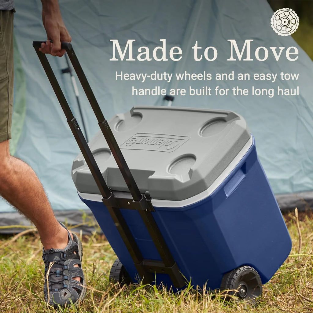Coleman Classic Series Insulated Portable Wheeled Cooler, Leak-Resistant Outdoor Hard Cooler Keeps Ice up to 5 Days, 100-Quart