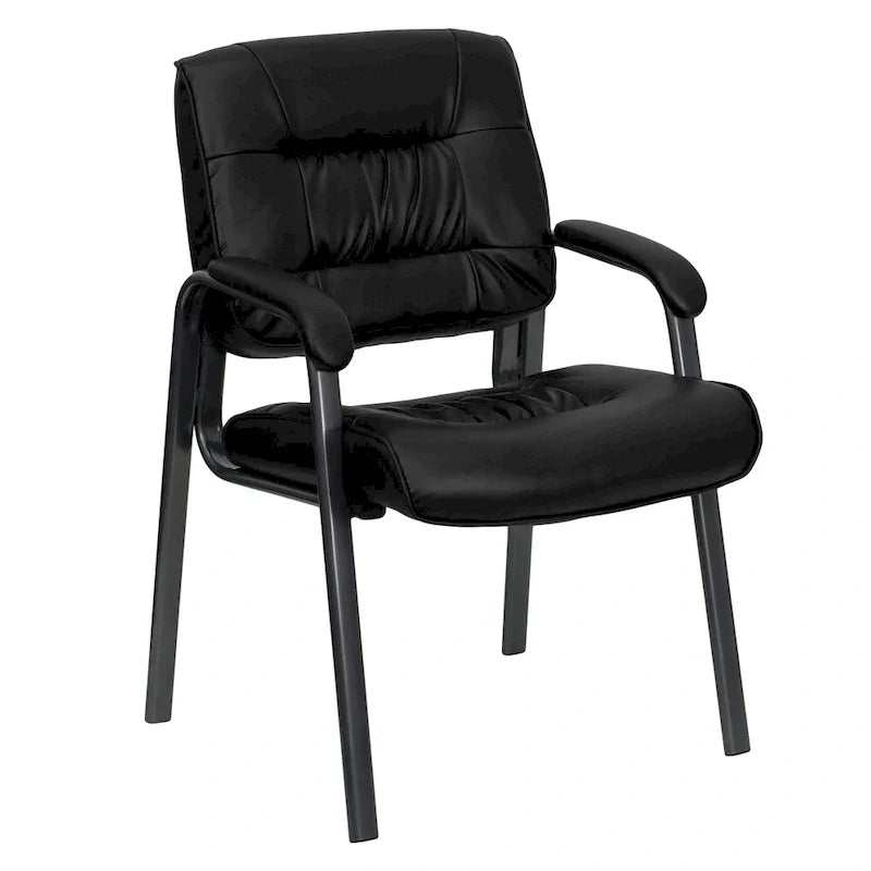 LeatherSoft Executive Lounge Chair with Titanium Gray Frame for Reception Areas