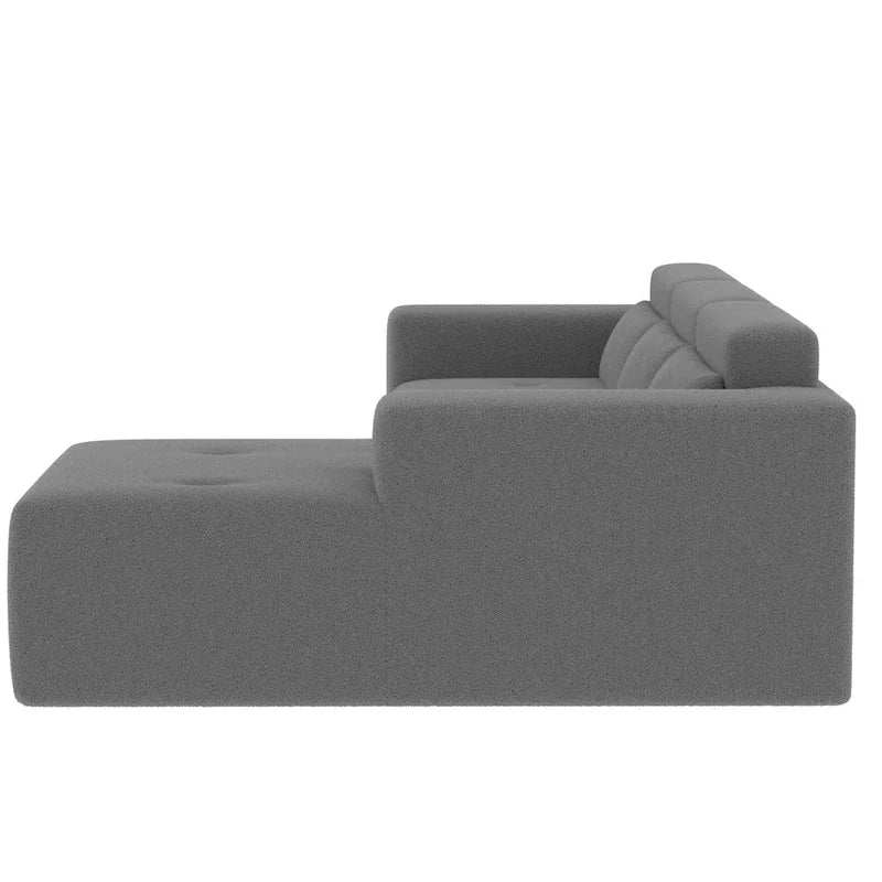 L Shaped Sectional Sofa with Upholstered Cushions and Modular Design