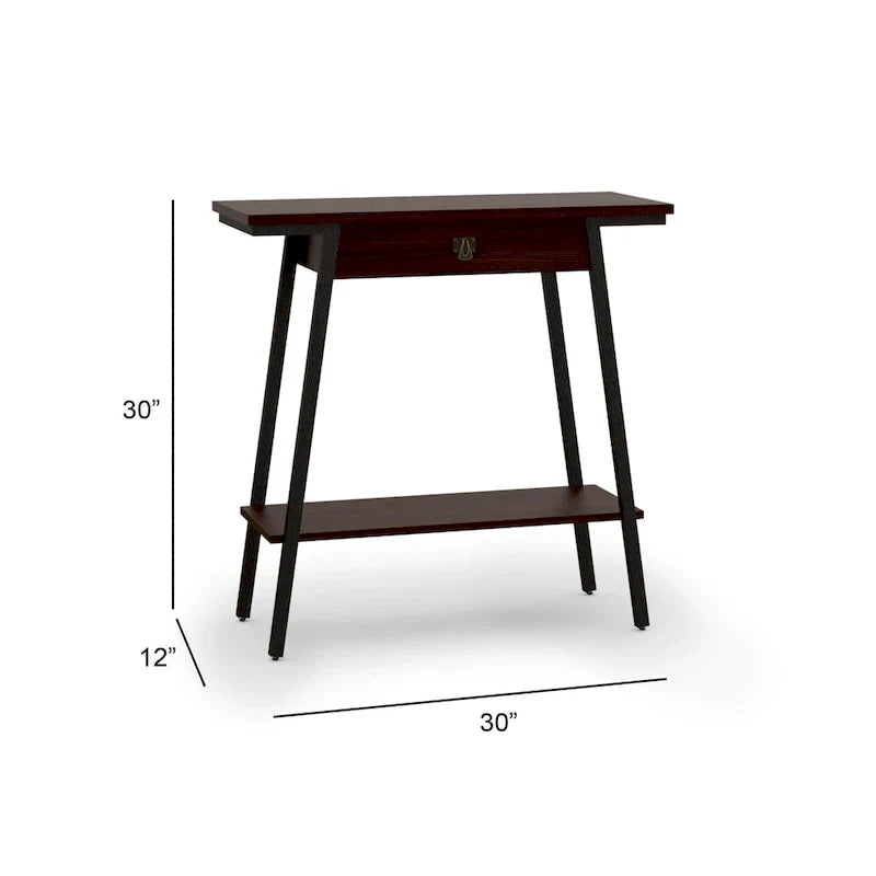 Leick Home Empiria Wooden Console Table with Drawer and Metal Frame