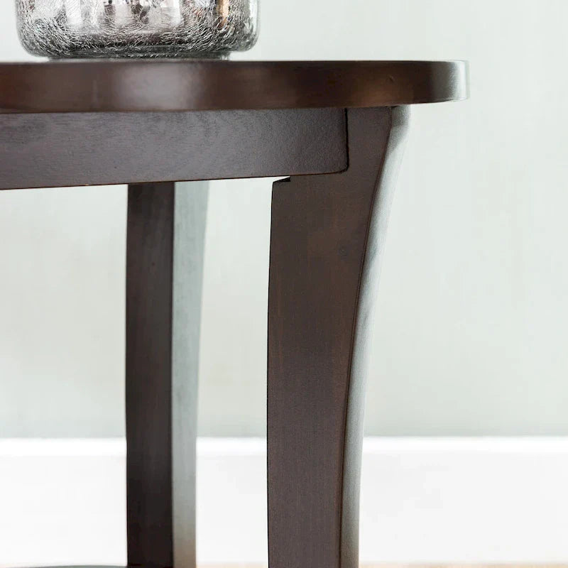 Leick Home Round Side Table Featuring a Convenient Shelf
