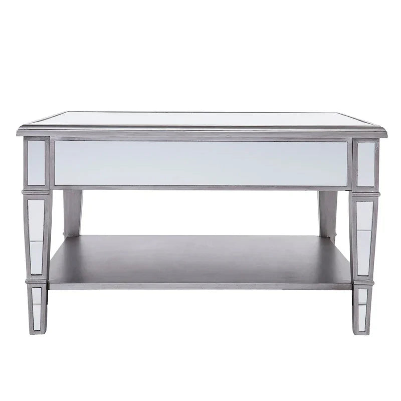 SEI Furniture Wheaton Square Coffee Table with Shelf and Mirror Finish