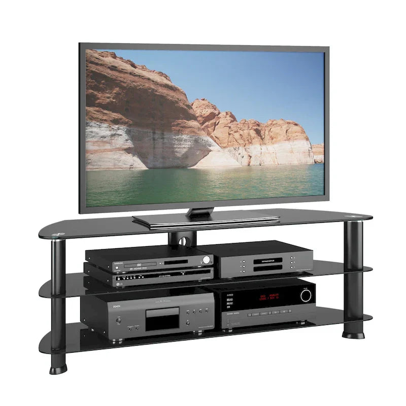 Laguna Satin Black Corner TV Stand for TVs Up to 65 Inches
