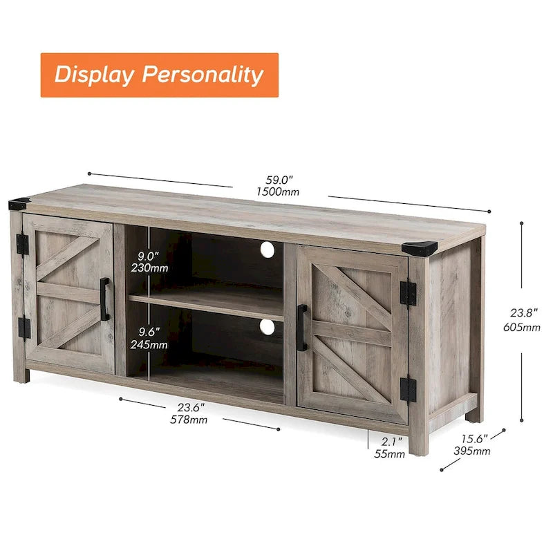 Rustic Farmhouse Barndoor TV Stand - Entertainment Center for TVs up to 70 Inches