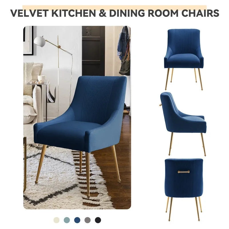 SEYNAR Set of 4 Modern Glam Boucle Velvet Dining or Vanity Chairs with Rear Handle