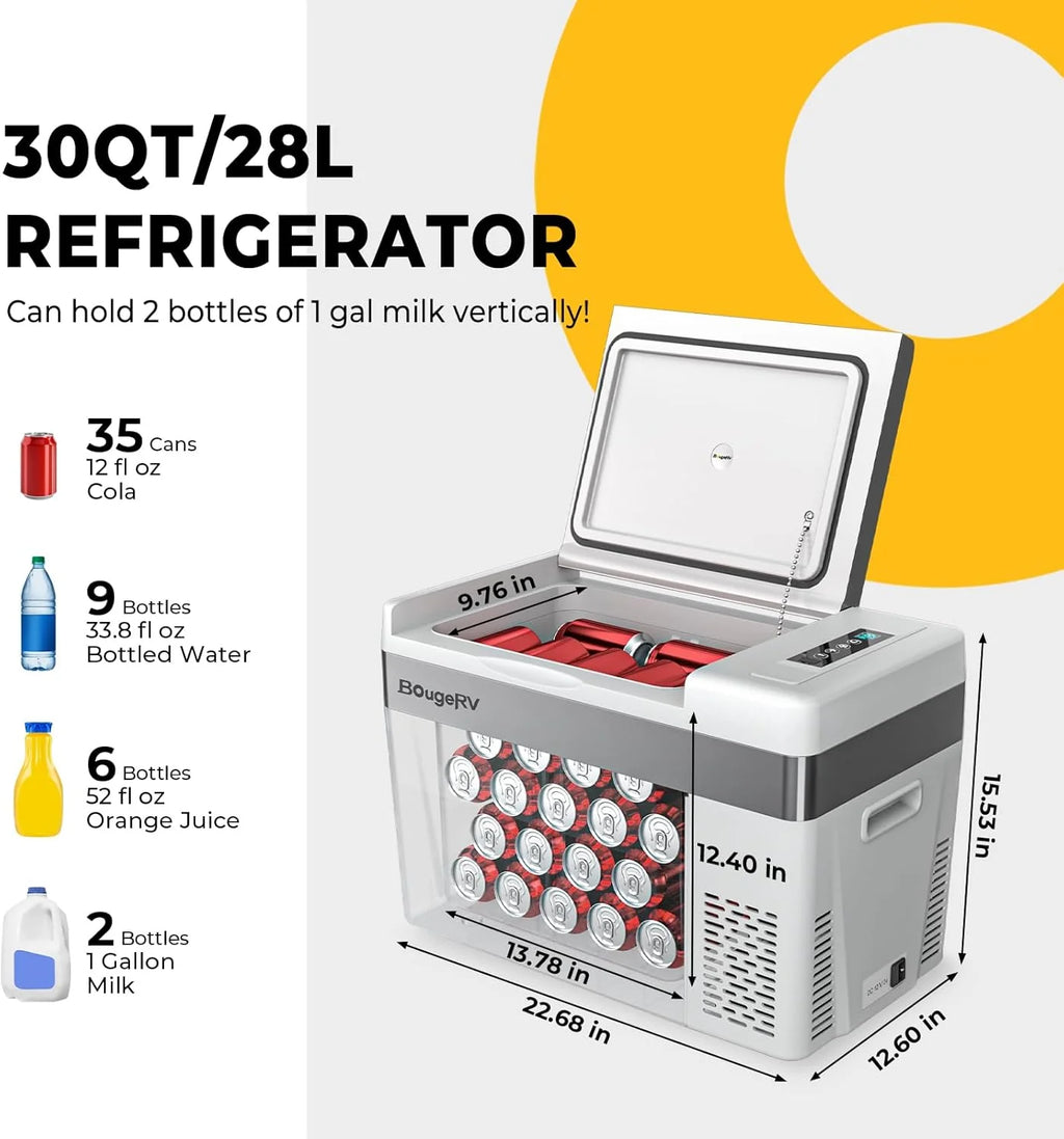 12 Volt Refrigerator 12V Car Fridge 23 Quart Portable Freezer Compressor Cooler 12/24V DC 110~240 Volt AC for Truck Van RV Camper SUV Travel Camping Road Trips Tailgating -7��~50��