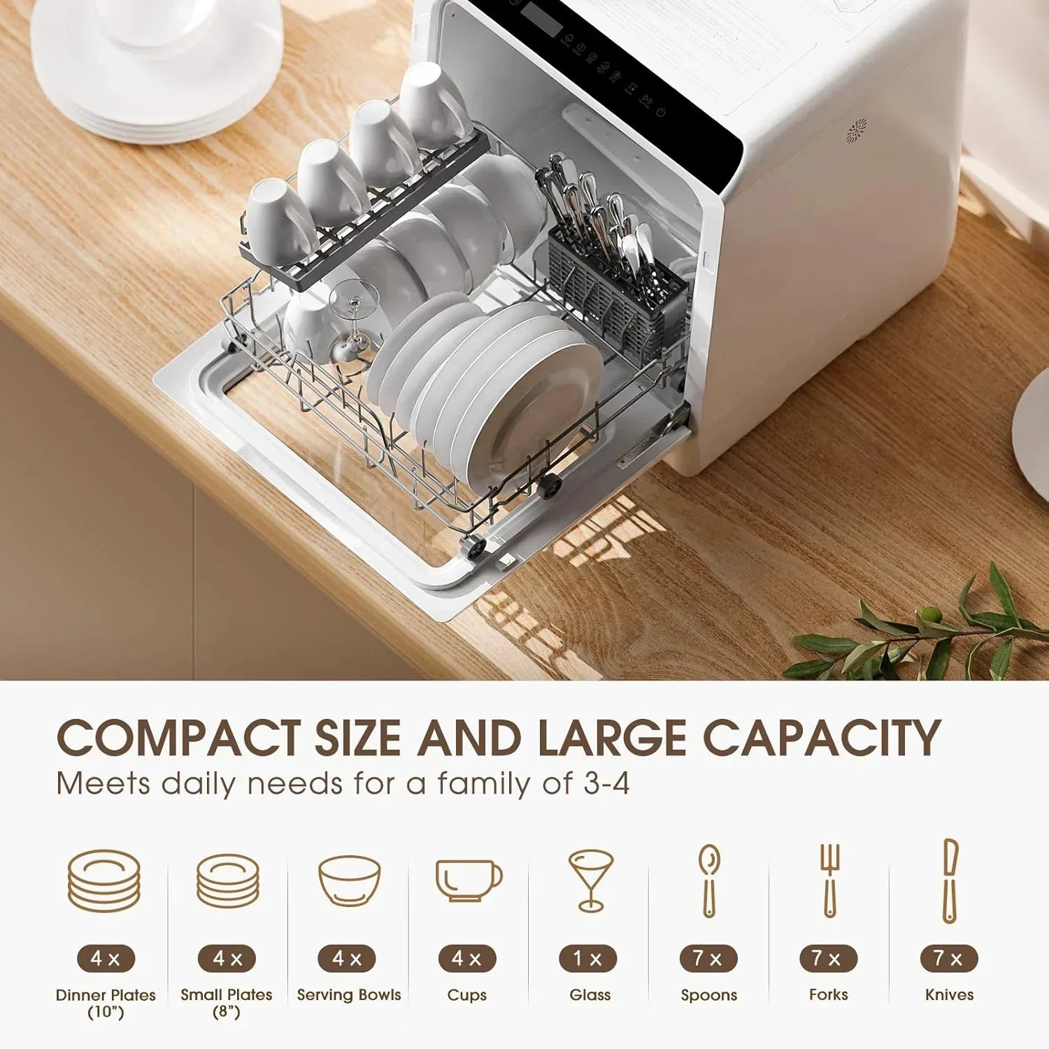 NOVETE portable tabletop dishwasher compact dishwasher with 5-liter built-in water tank