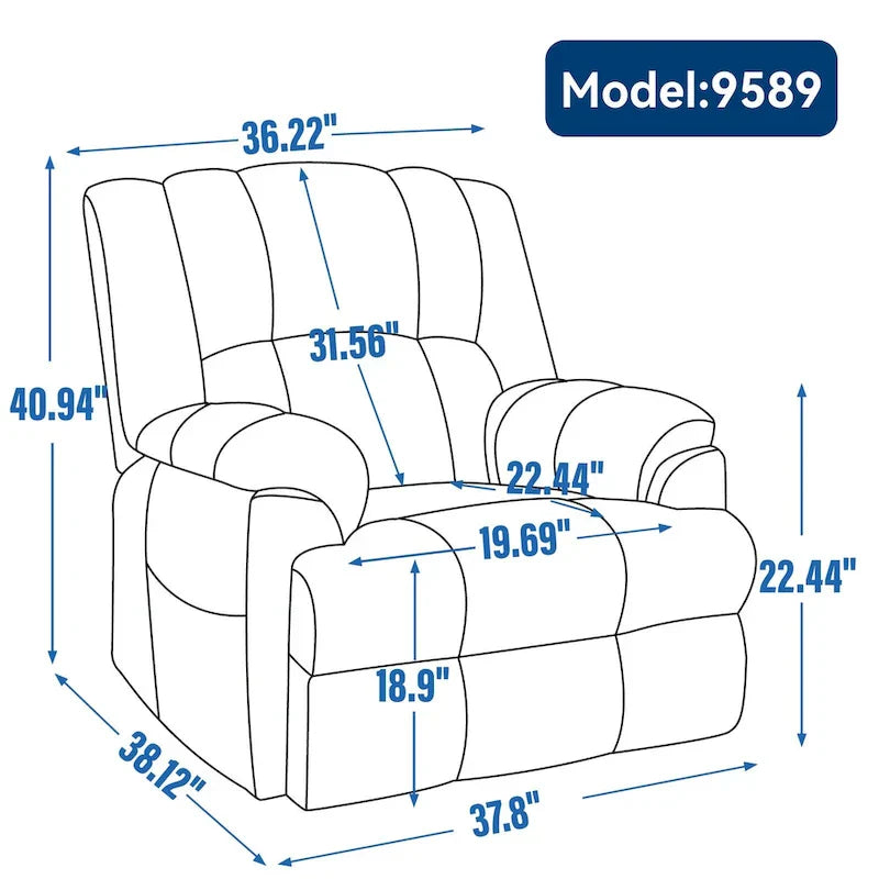 Grey Oversized Chenille Power Lift Recliner with Massage, Heating, and Flat Lay Feature