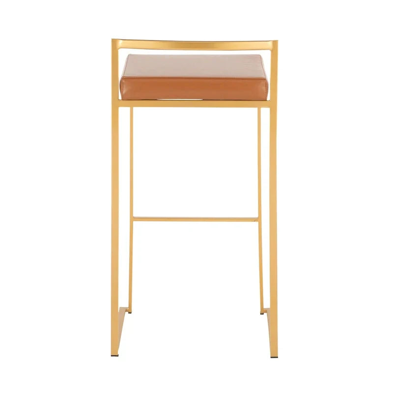 Set of 2 Stackable Gold Bar Stools with Silver Orchid Forest Finish