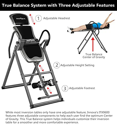 2025 HEALTH AND FITNESS ITX9600 Heavy Duty Inversion Table, Standard Ankle Holding System