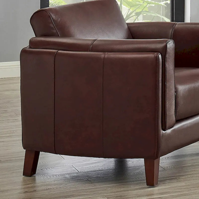 Hydeline Maui Premium Top Grain Leather Sofa with Feather, Memory Foam, and Spring Support