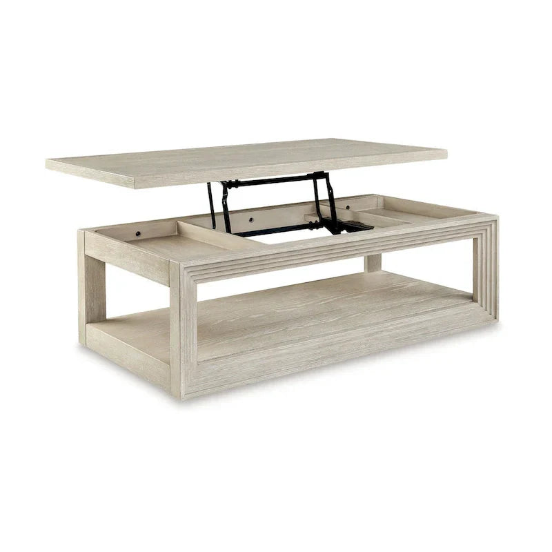 Marz 54-Inch Weathered Gray Lift-Top Coffee Table with Hidden Storage