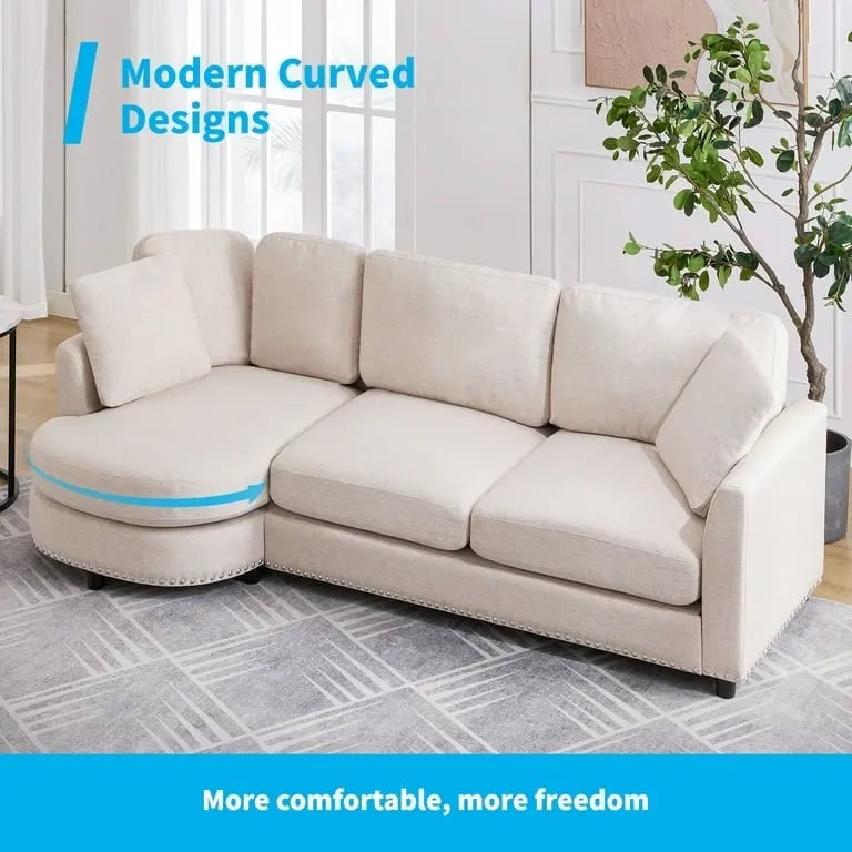 L Shape Sectional Sofa with Chaise and Cushioned Seating