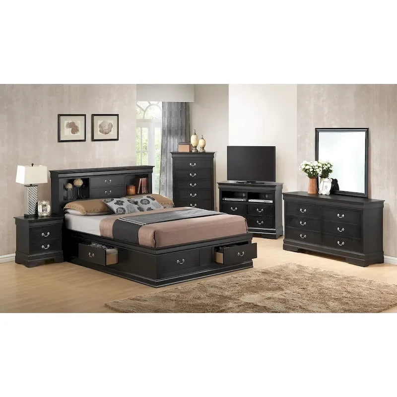Louis Philippe Queen Platform Bed with Storage