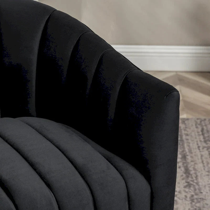 SEYNAR Contemporary Glam Velvet Round Swivel Accent Barrel Chair for Living Room