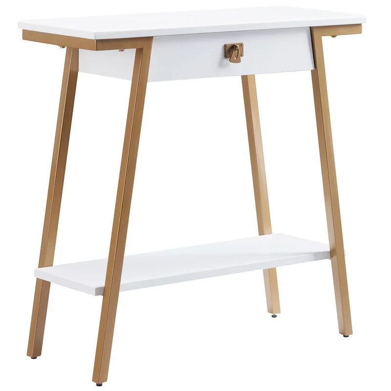 Leick Home Empiria Wooden Console Table with Drawer and Metal Frame