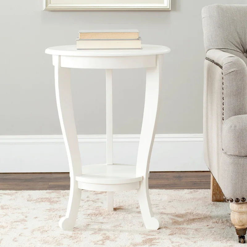 SAFAVIEH Carlotta Grey Pedestal Side Table - Dimensions: 18.1" W x 18.1" D x 26" H
