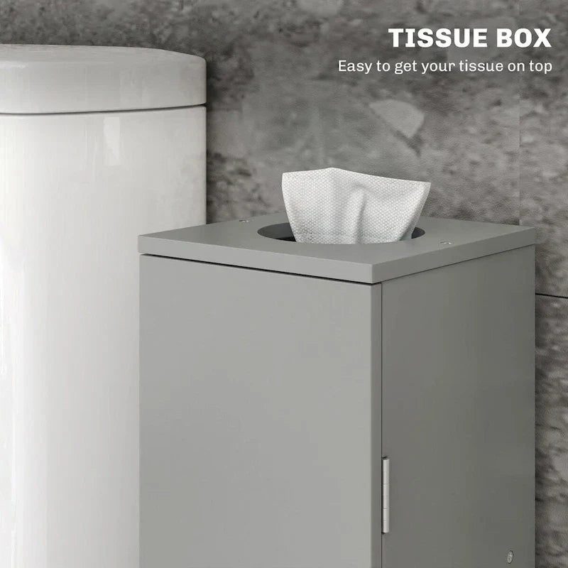 HOMCOM Compact Toilet Paper Cabinet - Corner Floor Storage Organizer with Doors and Shelves for Small Bathrooms