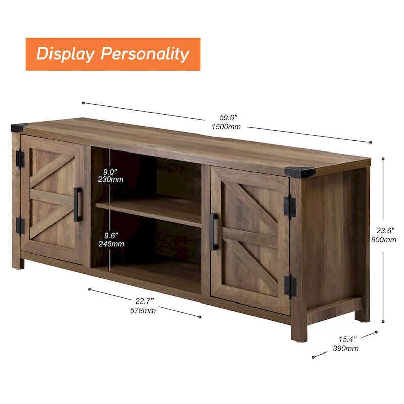Rustic Farmhouse Barndoor TV Stand - Entertainment Center for TVs up to 70 Inches