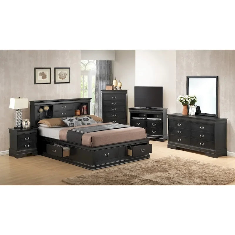 Louis Philippe Queen Platform Bed with Storage