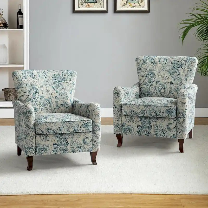 Set of 2 Samouel Contemporary Floral Wingback Armchairs by HULALA HOME