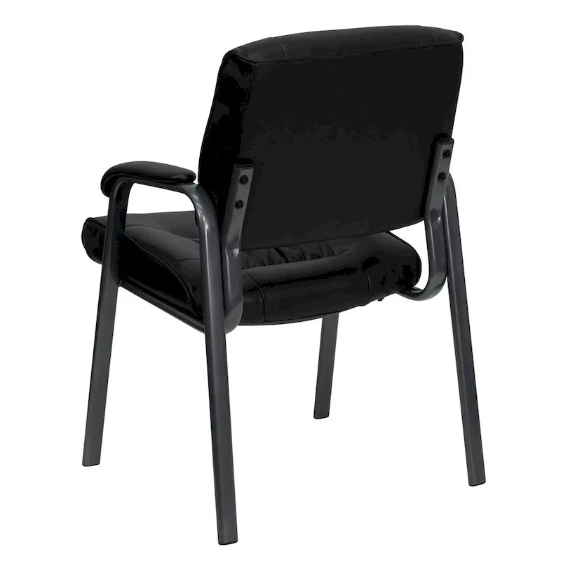 LeatherSoft Executive Lounge Chair with Titanium Gray Frame for Reception Areas