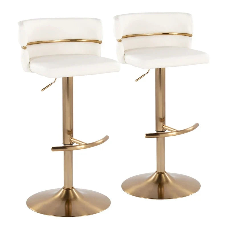 Set of 2 Silver Orchid Lena Adjustable Bar Stools with Rounded T Footrest