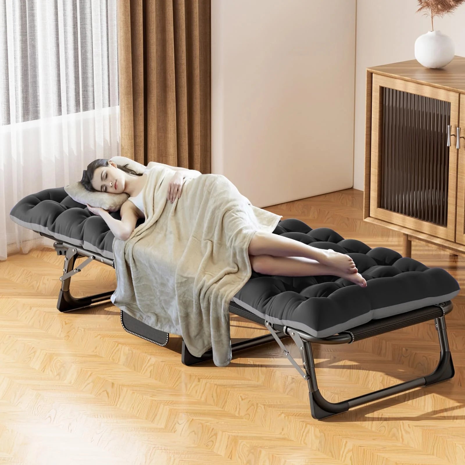 ABORON Folding Camping Cots for Adults with Mattress Carrying Bag