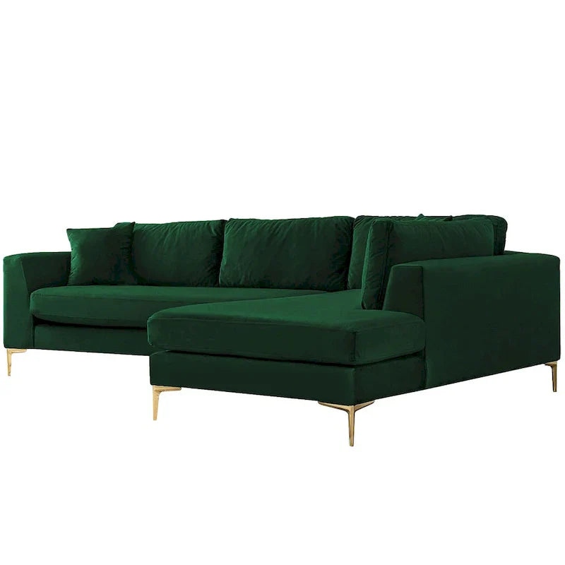 Mae Velvet Corner Sectional Sofa in Mid-Century Modern Style