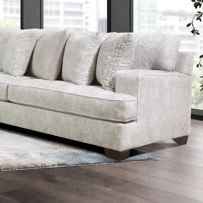 Loty Modern Beige Chenille Symmetrical L-Shaped Sectional Sofa by Furniture of America