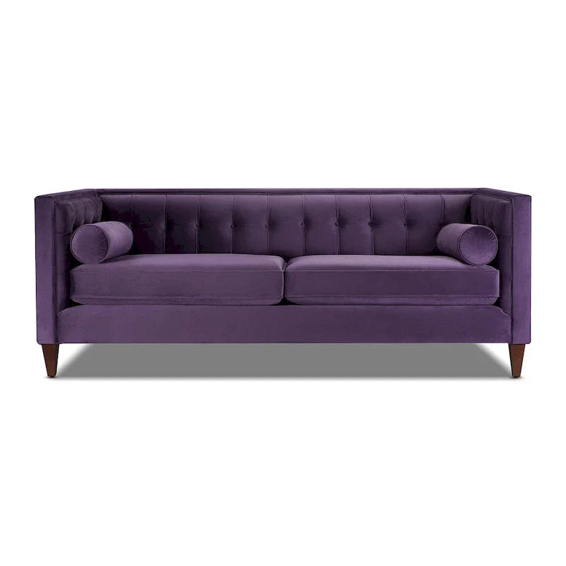 Jack 84 Mid-Century Modern Tuxedo Sofa with Decorative Bolster Pillows