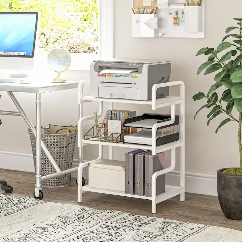 HOMCOM Industrial 3-Tier Printer Stand with Storage - Versatile Metal Rack for Home Office